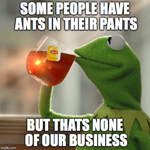 But That's None Of My Business Meme | SOME PEOPLE HAVE ANTS IN THEIR PANTS BUT THATS NONE OF OUR BUSINESS | image tagged in memes,but thats none of my business,kermit the frog | made w/ Imgflip meme maker