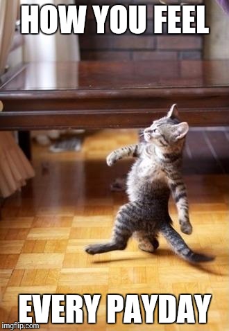 Cool Cat Stroll Meme | HOW YOU FEEL; EVERY PAYDAY | image tagged in memes,cool cat stroll | made w/ Imgflip meme maker