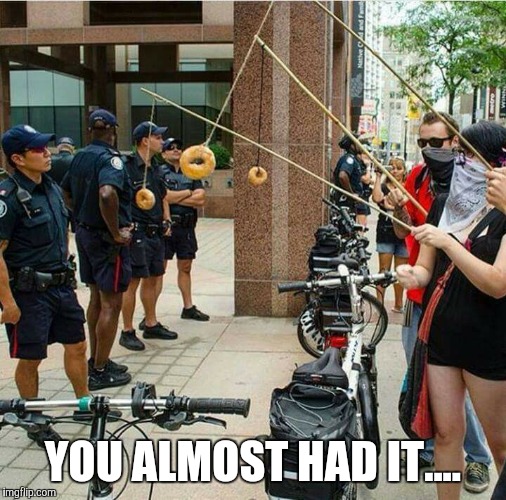 Cop Fishing | YOU ALMOST HAD IT.... | image tagged in police,fishing,donuts | made w/ Imgflip meme maker