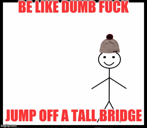 BE LIKE DUMB F**K JUMP OFF A TALL BRIDGE | made w/ Imgflip meme maker