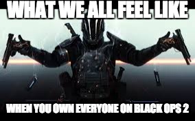 Got a 50 kill Score streak LIKE A BOSS!!! | WHAT WE ALL FEEL LIKE; WHEN YOU OWN EVERYONE ON BLACK OPS 2 | image tagged in call of duty,black ops 2,two,when you own everybody,50 kill streak,like a boss | made w/ Imgflip meme maker