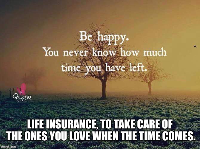 LIFE INSURANCE, TO TAKE CARE OF THE ONES YOU LOVE WHEN THE TIME COMES. | image tagged in life insurance | made w/ Imgflip meme maker