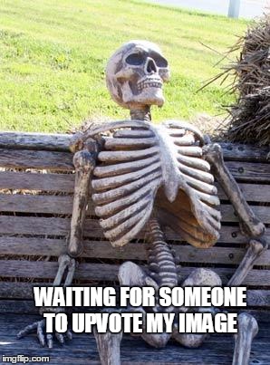 The Long Wait | WAITING FOR SOMEONE TO UPVOTE MY IMAGE | image tagged in memes,waiting skeleton,still waiting,upvote | made w/ Imgflip meme maker