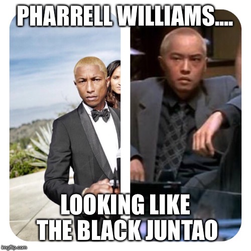 PHARRELL WILLIAMS.... LOOKING LIKE THE BLACK JUNTAO | image tagged in pharrell williams | made w/ Imgflip meme maker