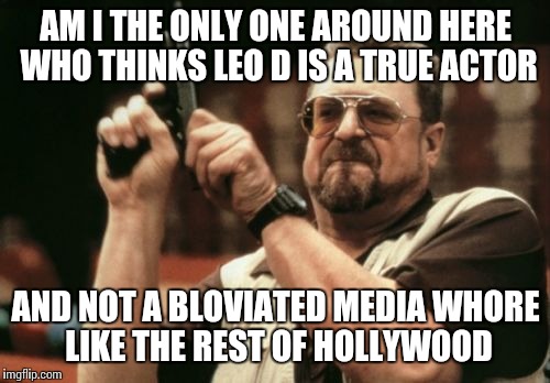 Am I The Only One Around Here Meme | AM I THE ONLY ONE AROUND HERE WHO THINKS LEO D IS A TRUE ACTOR AND NOT A BLOVIATED MEDIA W**RE LIKE THE REST OF HOLLYWOOD | image tagged in memes,am i the only one around here | made w/ Imgflip meme maker