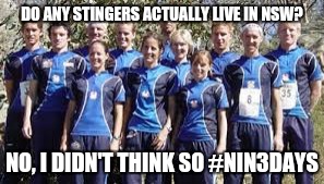 DO ANY STINGERS ACTUALLY LIVE IN NSW? NO, I DIDN'T THINK SO #NIN3DAYS | image tagged in orienteering | made w/ Imgflip meme maker