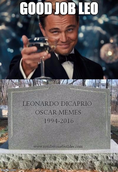 Leo did it | GOOD JOB LEO | image tagged in leonardo dicaprio cheers,leonardo di caprio,leo,rip | made w/ Imgflip meme maker