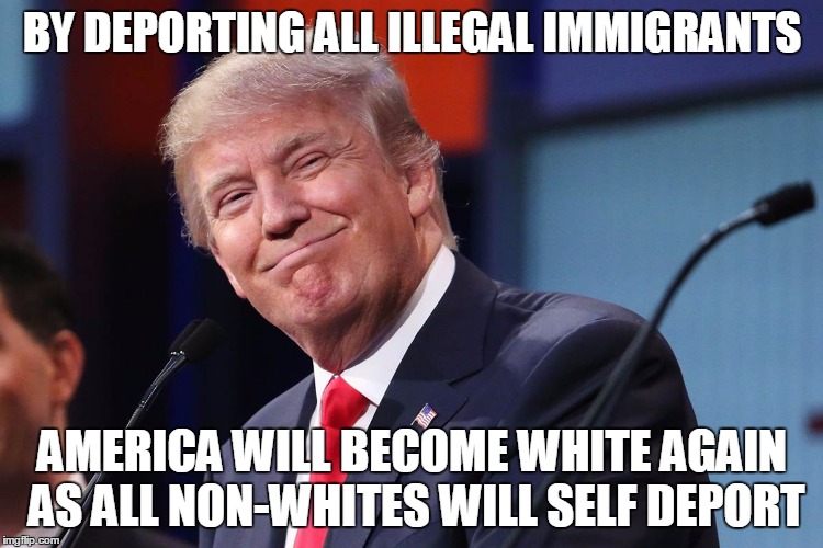 BY DEPORTING ALL ILLEGAL IMMIGRANTS; AMERICA WILL BECOME WHITE AGAIN AS ALL NON-WHITES WILL SELF DEPORT | made w/ Imgflip meme maker