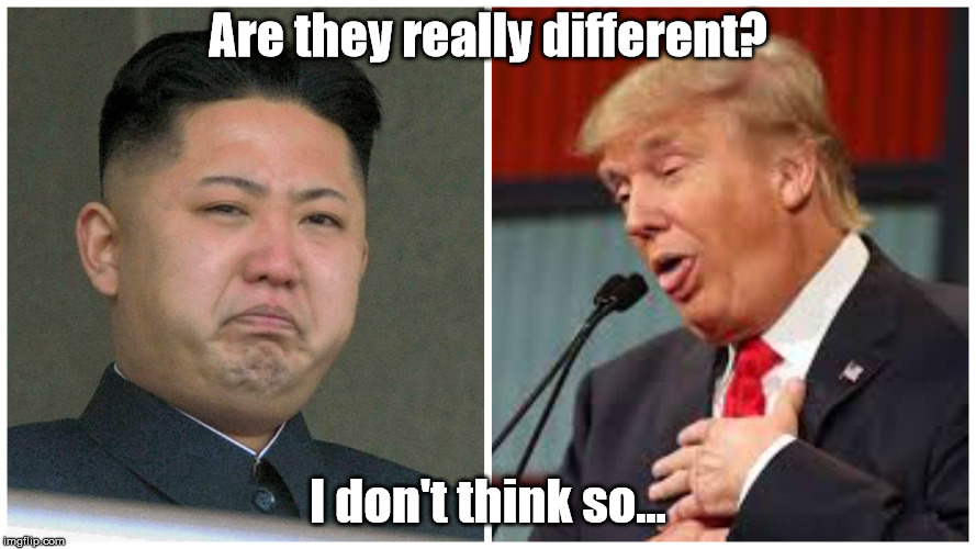 Kim jong un vs Trump | Are they really different? I don't think so... | image tagged in idiots,trump troll,us elections | made w/ Imgflip meme maker
