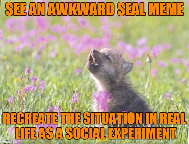 SEE AN AWKWARD SEAL MEME RECREATE THE SITUATION IN REAL LIFE AS A SOCIAL EXPERIMENT | made w/ Imgflip meme maker