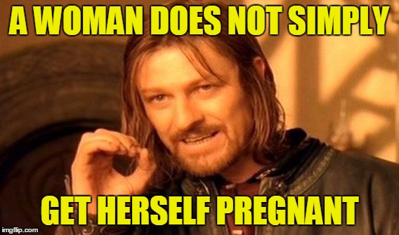 One Does Not Simply Meme | A WOMAN DOES NOT SIMPLY GET HERSELF PREGNANT | image tagged in memes,one does not simply | made w/ Imgflip meme maker