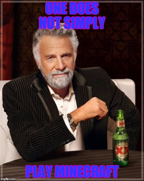 The Most Interesting Man In The World | ONE DOES NOT SIMPLY; PLAY MINECRAFT | image tagged in memes,the most interesting man in the world | made w/ Imgflip meme maker