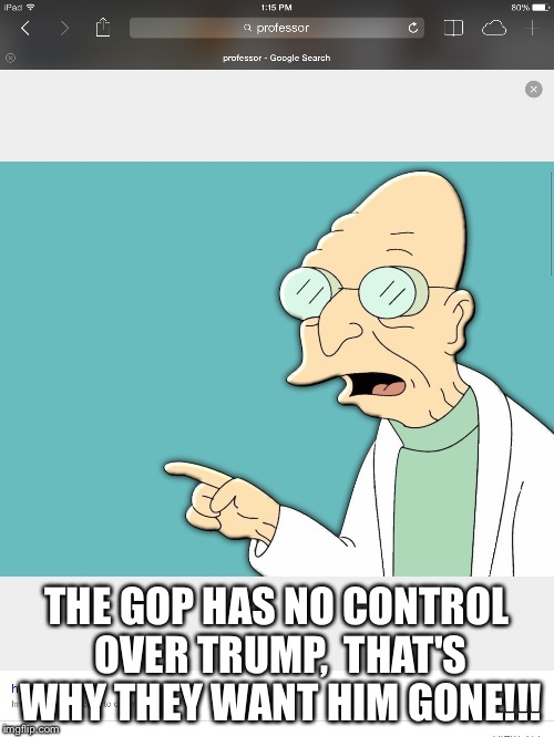 GOP hates trump | THE GOP HAS NO CONTROL OVER TRUMP,  THAT'S WHY THEY WANT HIM GONE!!! | image tagged in politics | made w/ Imgflip meme maker