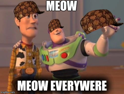 X, X Everywhere Meme | MEOW; MEOW EVERYWERE | image tagged in memes,x x everywhere,scumbag | made w/ Imgflip meme maker