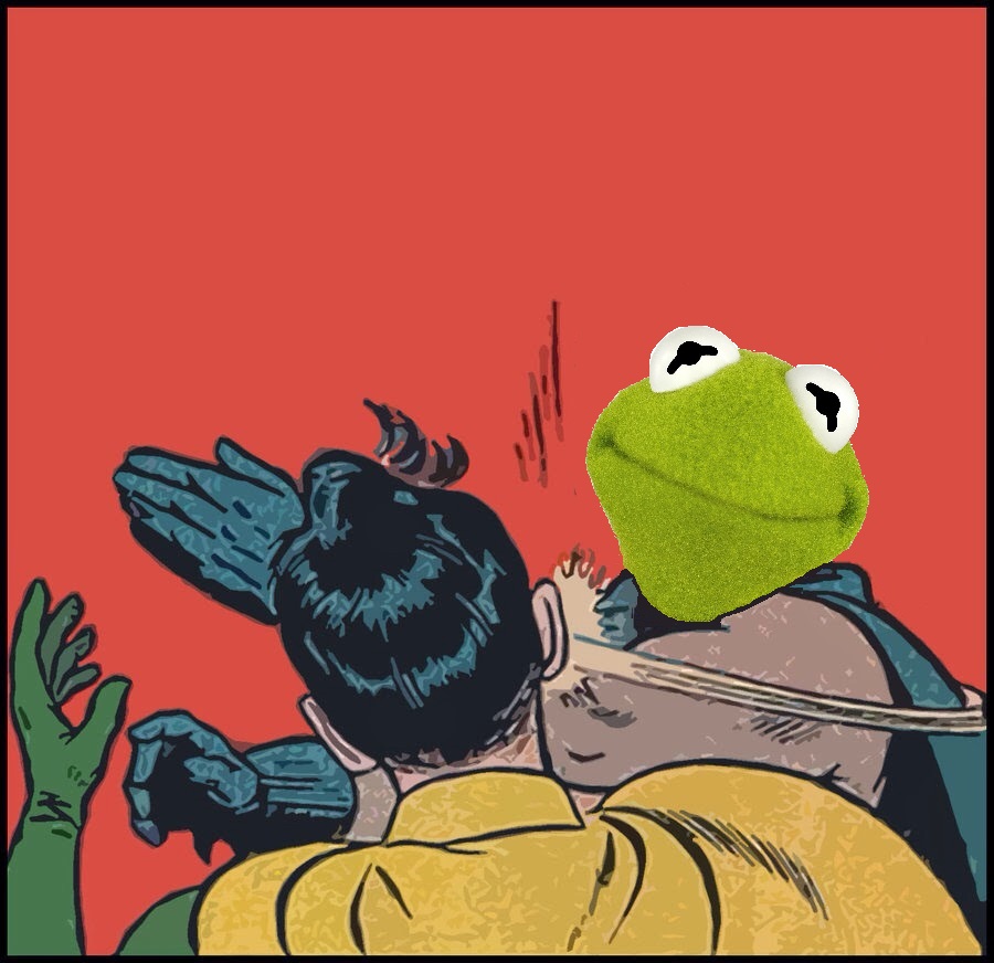 High Quality Kermit Slapping Robin Blank Meme Template