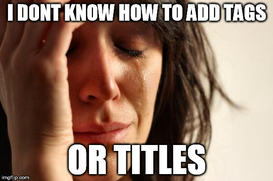 First World Problems |  I DONT KNOW HOW TO ADD TAGS; OR TITLES | image tagged in memes,first world problems | made w/ Imgflip meme maker