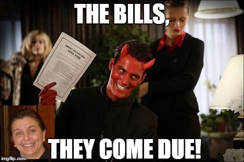 CITY UNION CONTRACTS, CHAP. 70 REDUCTIONS, AND NET SCHOOL SPENDING | THE BILLS, THEY COME DUE! | image tagged in contractwiththedevil | made w/ Imgflip meme maker