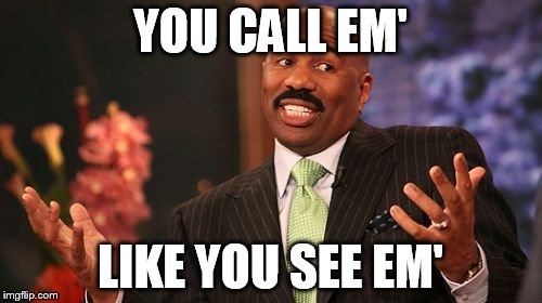 Steve Harvey Meme | YOU CALL EM' LIKE YOU SEE EM' | image tagged in memes,steve harvey | made w/ Imgflip meme maker