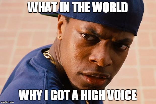 Chris Tucker | WHAT IN THE WORLD; WHY I GOT A HIGH VOICE | image tagged in chris tucker | made w/ Imgflip meme maker