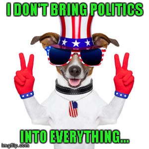 I DON'T BRING POLITICS INTO EVERYTHING... | made w/ Imgflip meme maker