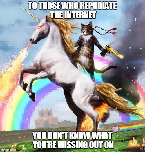 Welcome To The Internets Meme | TO THOSE WHO REPUDIATE THE INTERNET; YOU DON'T KNOW WHAT YOU'RE MISSING OUT ON | image tagged in memes,welcome to the internets | made w/ Imgflip meme maker