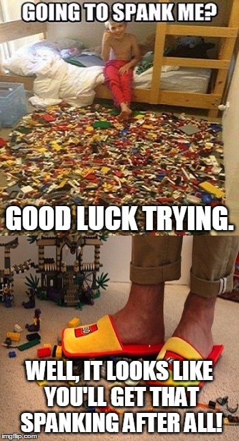 Shout Out To CatPhysics For Giving Me The Idea! | GOOD LUCK TRYING. WELL, IT LOOKS LIKE YOU'LL GET THAT SPANKING AFTER ALL! | image tagged in memes,lego death trap,lego,trap,spank,spaking | made w/ Imgflip meme maker