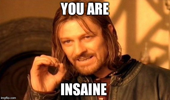 One Does Not Simply Meme | YOU ARE; INSAINE | image tagged in memes,one does not simply | made w/ Imgflip meme maker