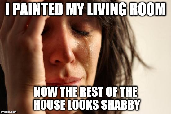 First World Problems Meme | I PAINTED MY LIVING ROOM; NOW THE REST OF THE HOUSE LOOKS SHABBY | image tagged in memes,first world problems,paint | made w/ Imgflip meme maker