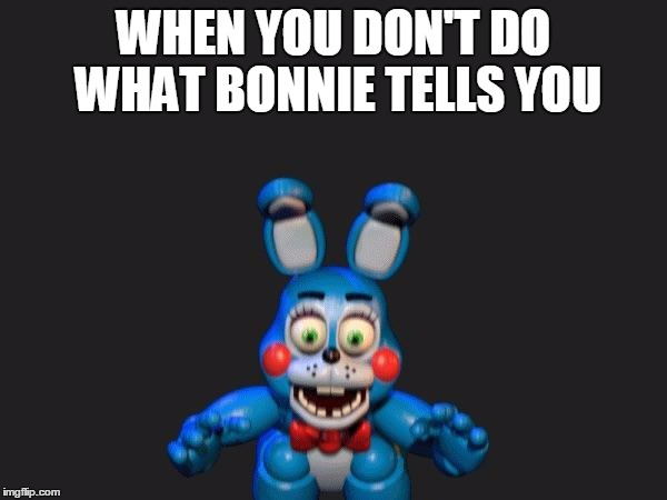 FNAF 2 Bonnie | WHEN YOU DON'T DO WHAT BONNIE TELLS YOU | image tagged in fnaf 2 bonnie | made w/ Imgflip meme maker