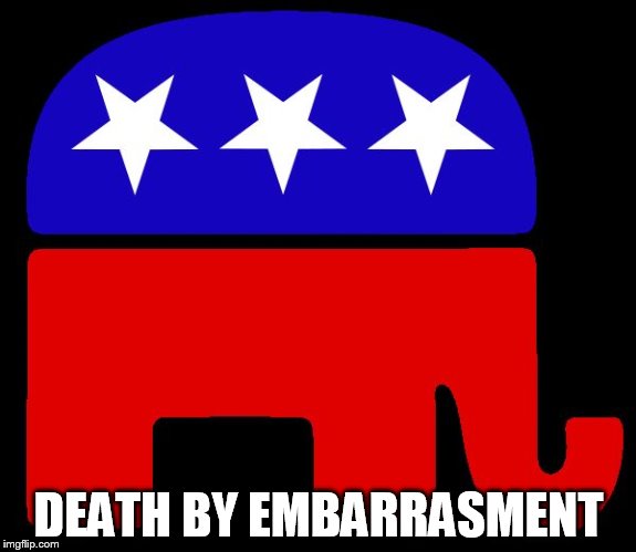 Republican logo | DEATH BY EMBARRASMENT | image tagged in republican logo | made w/ Imgflip meme maker