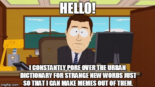 Aaaaand Its Here | HELLO! I CONSTANTLY PORE OVER THE URBAN DICTIONARY FOR STRANGE NEW WORDS JUST SO THAT I CAN MAKE MEMES OUT OF THEM. | image tagged in memes,aaaaand its gone | made w/ Imgflip meme maker