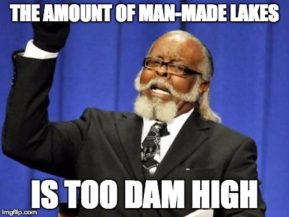 Too Dam High | THE AMOUNT OF MAN-MADE LAKES; IS TOO DAM HIGH | image tagged in memes,too damn high | made w/ Imgflip meme maker