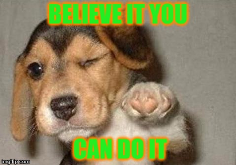 puppy | BELIEVE IT YOU; CAN DO IT | image tagged in puppy | made w/ Imgflip meme maker