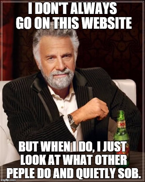 The Most Interesting Man In The World | I DON'T ALWAYS GO ON THIS WEBSITE; BUT WHEN I DO, I JUST LOOK AT WHAT OTHER PEPLE DO AND QUIETLY SOB. | image tagged in memes,the most interesting man in the world | made w/ Imgflip meme maker