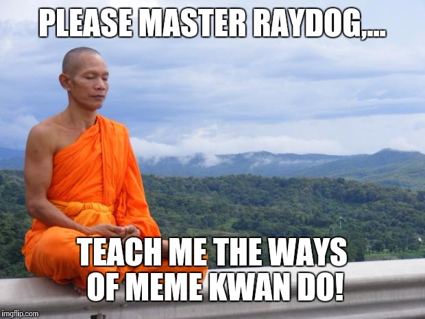 Tibetan monk | PLEASE MASTER RAYDOG,... TEACH ME THE WAYS OF MEME KWAN DO! | image tagged in tibetan monk | made w/ Imgflip meme maker