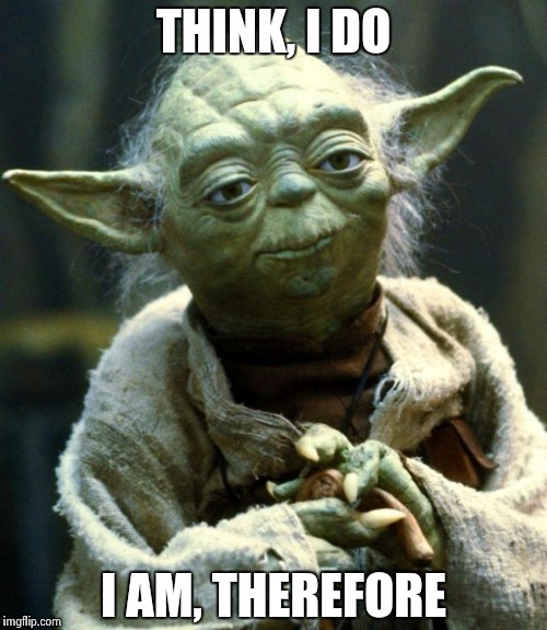 Star Wars Yoda Meme | THINK, I DO I AM, THEREFORE | image tagged in memes,star wars yoda | made w/ Imgflip meme maker