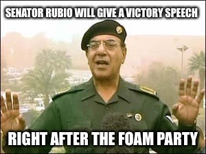 Bob | SENATOR RUBIO WILL GIVE A VICTORY SPEECH RIGHT AFTER THE FOAM PARTY | image tagged in bob | made w/ Imgflip meme maker