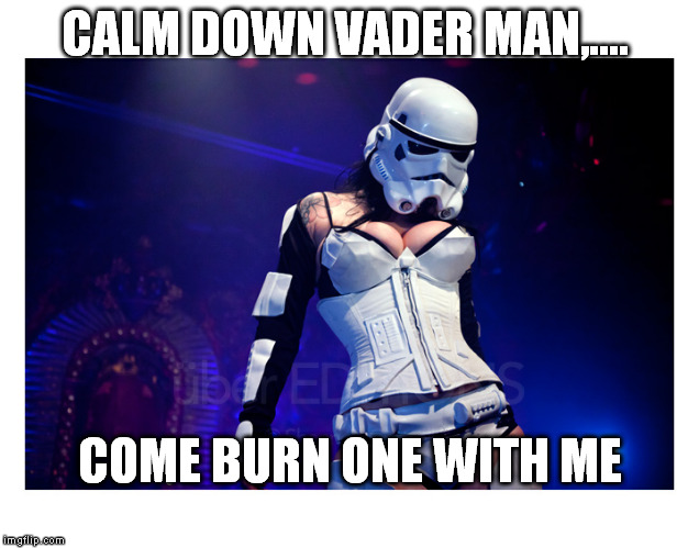 CALM DOWN VADER MAN,.... COME BURN ONE WITH ME | made w/ Imgflip meme maker