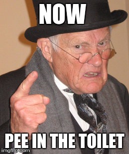 Back In My Day Meme | NOW; PEE IN THE TOILET | image tagged in memes,back in my day | made w/ Imgflip meme maker