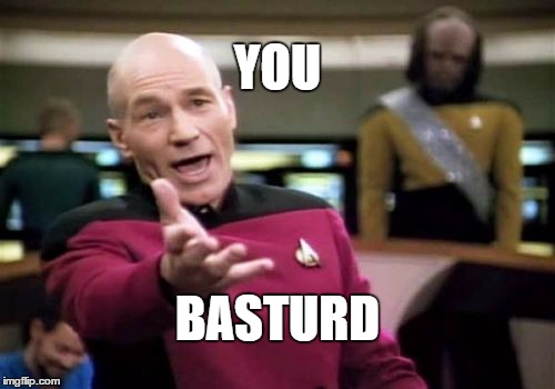 Picard Wtf | YOU; BASTURD | image tagged in memes,picard wtf | made w/ Imgflip meme maker