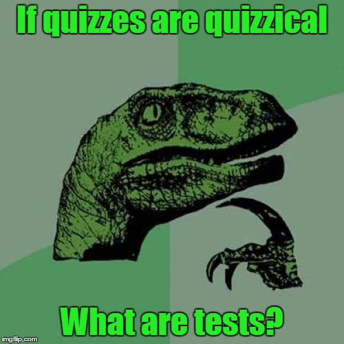 Philosoraptor | If quizzes are quizzical; What are tests? | image tagged in memes,philosoraptor | made w/ Imgflip meme maker