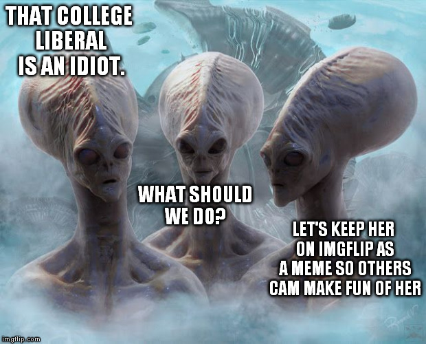 THAT COLLEGE LIBERAL IS AN IDIOT. LET'S KEEP HER ON IMGFLIP AS A MEME SO OTHERS CAM MAKE FUN OF HER WHAT SHOULD WE DO? | made w/ Imgflip meme maker