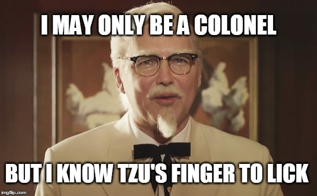 I MAY ONLY BE A COLONEL BUT I KNOW TZU'S FINGER TO LICK | made w/ Imgflip meme maker