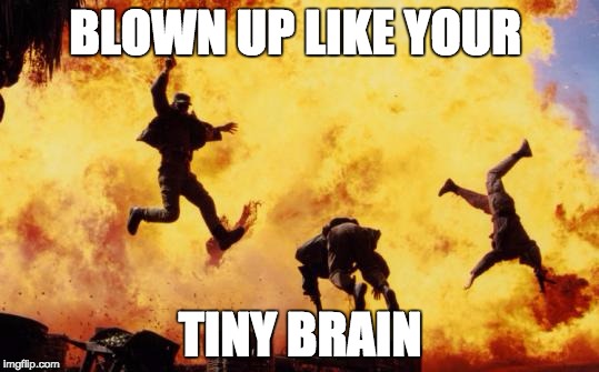 Explosions  | BLOWN UP LIKE YOUR; TINY BRAIN | image tagged in explosions | made w/ Imgflip meme maker