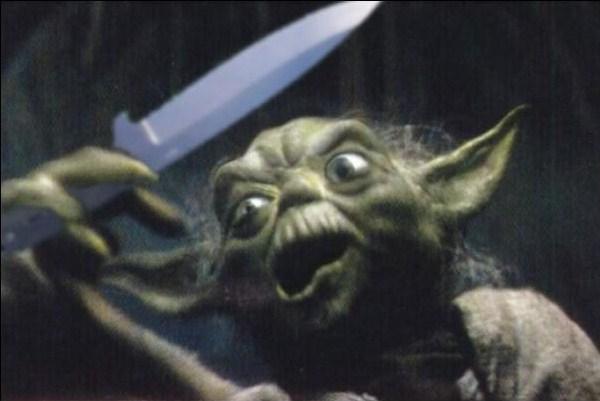 Angry Yoda with knife Blank Meme Template