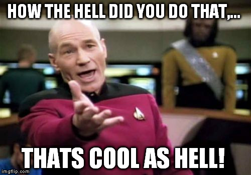 Picard Wtf Meme | HOW THE HELL DID YOU DO THAT,... THATS COOL AS HELL! | image tagged in memes,picard wtf | made w/ Imgflip meme maker