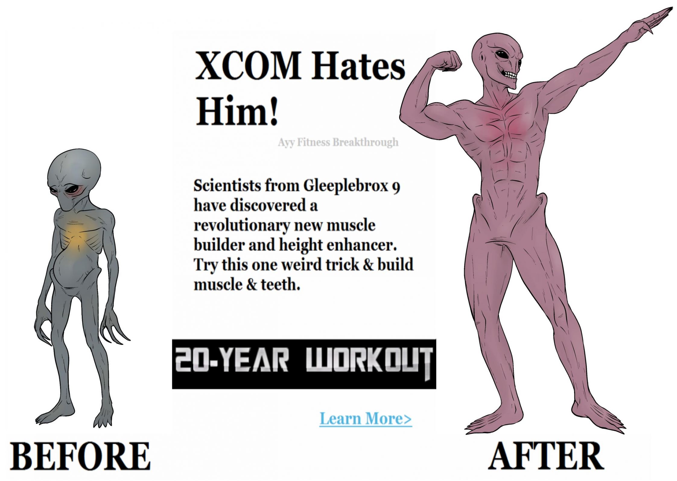 High Quality Xcom Sectoid Before & After Blank Meme Template