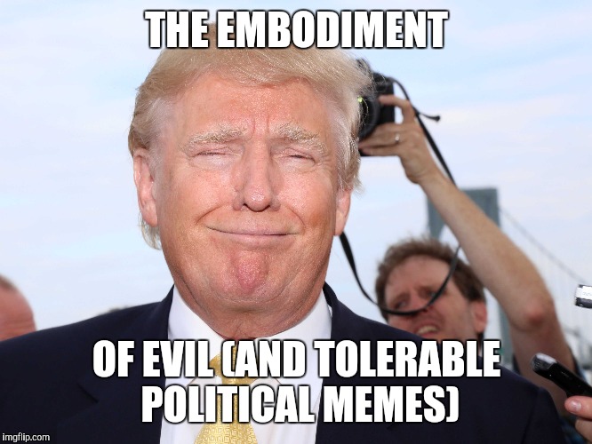  THE EMBODIMENT; OF EVIL (AND TOLERABLE POLITICAL MEMES) | image tagged in donald trump | made w/ Imgflip meme maker