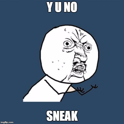 Y U No Meme | Y U NO SNEAK | image tagged in memes,y u no | made w/ Imgflip meme maker