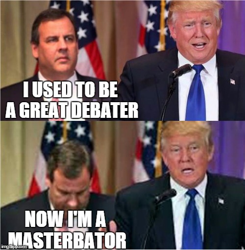 Hide the pain Chris | I USED TO BE A GREAT DEBATER; NOW I'M A MASTERBATOR | image tagged in hide the pain chris,nsfw | made w/ Imgflip meme maker
